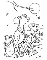 coloriage 101 dalmatiens au clair de lune